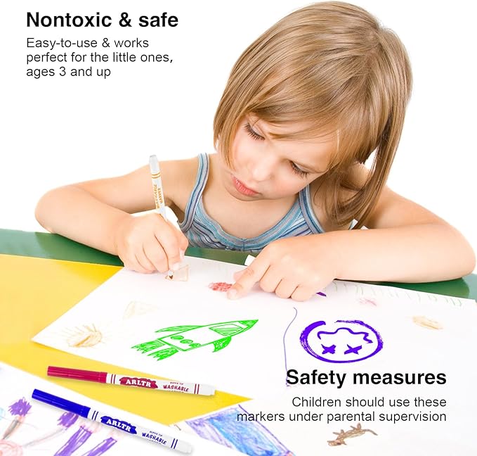 ARLTR Washable Markers Bulk, Bulk Pack of 400 in 10 Vibrant Colors with Super Tip - Perfect for Kids' Classrooms & Teachers
