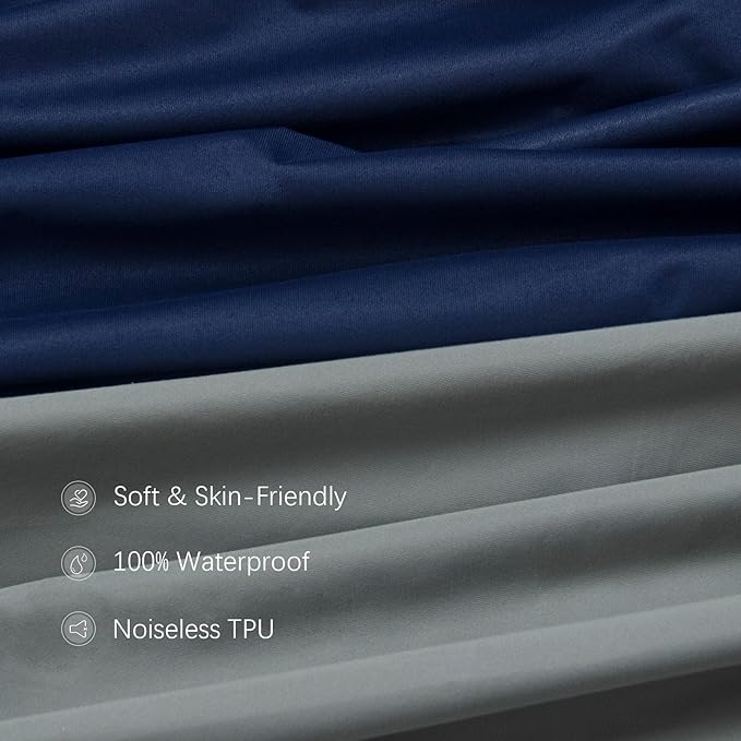 Biloban Pack and Play Sheets Waterproof 2 Pack Fitted, Compatible with Baby Graco Pack n Play/Playard and Other 38" X 26" Playpen Mattress, Grey & Navy