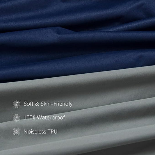Crib Sheets Waterproof 2 Pack, Crib Mattress Protector, Toddler Fitted Crib Sheet Neutral, Ultra Soft & Breathable Toddler Bed Sheets for Boys and Girls, Grey & Navy
