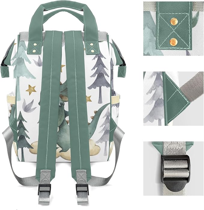 Personalized Cute Dragon Watercolor Custom with Name Diaper Bag Backpack For Baby Boy Girl Dad Mom Unisex for Adult Daypack Holiday Gift