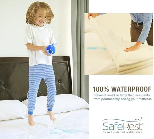SafeRest Zippered Mattress Protector - Premium 6-9 Inch Waterproof Mattress Cover for Bed - Breathable, Noiseless Washable Mattress Encasement - Full