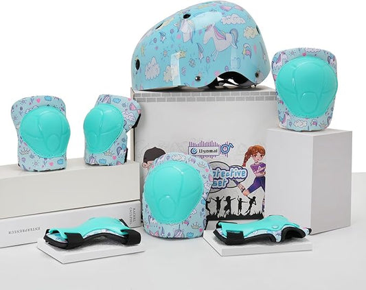 Kids Helmet with Knee Pads Elbow Pads and Wrist Guards,Child Protective Gear for Boys Girls Age 3-5-8 Years fit Roller Skates, Skateboarding, Scooter Bicycle Skate Scooter Skateboard