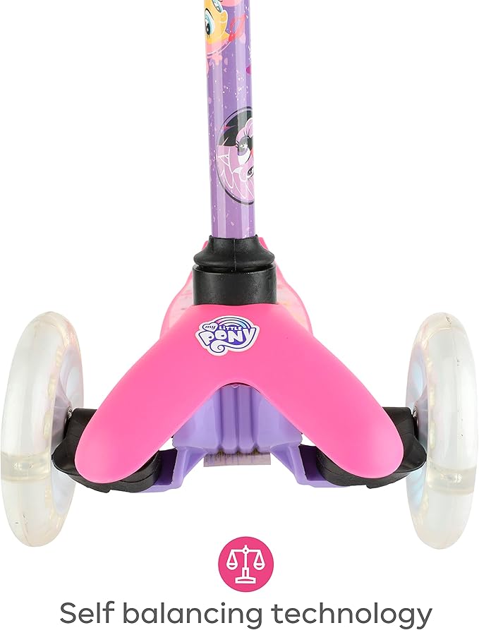 Self Balancing Kick Scooter with Light Up Wheels, Extra Wide Deck, 3 Wheel Platform, Foot Activated Brake, 75 lbs Limit, Kids & Toddlers Girls or Boys, for Ages 3 and Up