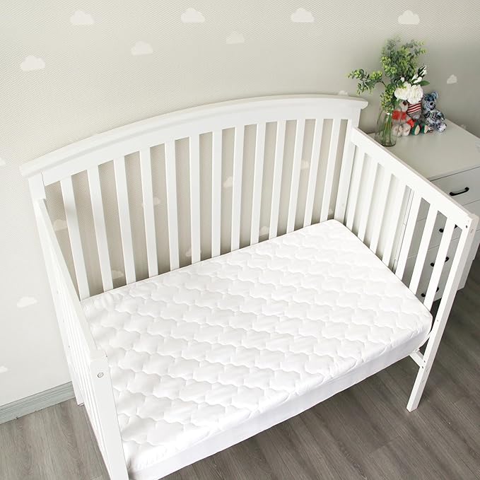 Waterproof Crib Mattress Protector 2 Pack Fitted Crib Sheets Cover Toddler Bed Mattress Pad Protector for Boys Girls, Skin-Friendly & 100% Absorbent Machine Wash