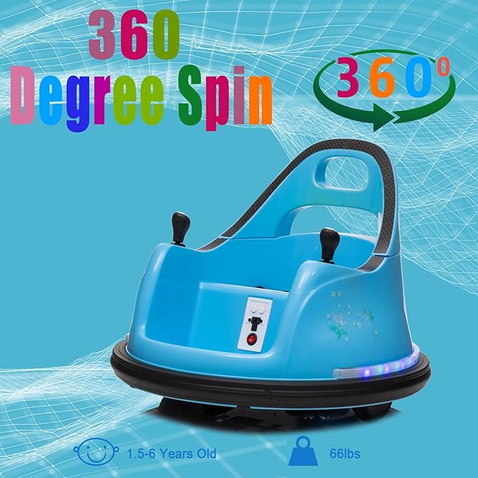 12V Kids Ride on Bumper Car, Electric Kids Ride on Toy Car with Remote Control, 2 Playing Modes,360 Degree Spin,Bumping Toy Gifts for Toddlers Boys and Girls, Blue