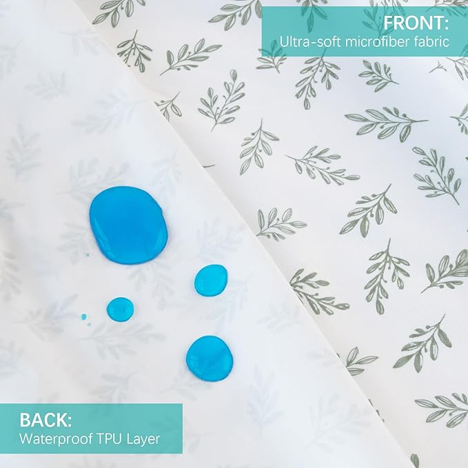 Biloban 4-Pack Crib Sheets Waterproof for Boys Girls, Fitted Crib Sheet for Standard Crib and Toddler Mattress Protector, Super Soft Microfiber Baby Sheet 52x28x8in(Green+Leaf)