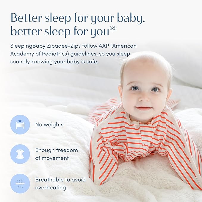 SleepingBaby Zipadee-Zip Transition Swaddle - Cozy Baby Swaddle Blanket with Zipper Convenience - Roomy Wearable Blanket for Easy Diaper Changes - Stripes Strawberry/Cream, Small (4-8 Month)
