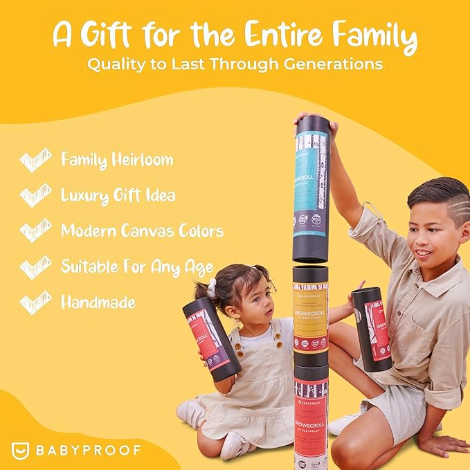 Growscroll Classic Kids Growth Chart for Wall - Unique Height Chart for Boys & Girls - Handcrafted Using Canvas & Hard Types of Wood - Makes A Great Collectible Or Family Heirloom - Coral