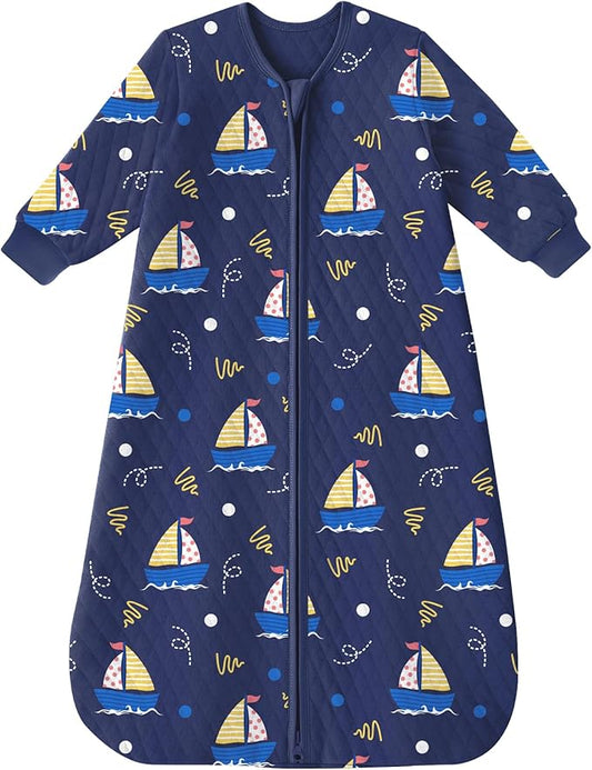 Yoofoss Baby Sleep Sack 18-24 Months 1.0 Tog Long Sleeve Sleep Sack Organic Cotton Wearable Blanket for Toddlers 2-Way Zipper Quilted Sleeping Sacks(X-Large)