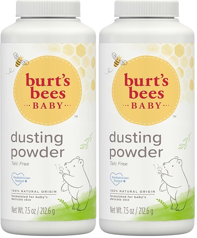 Burt's Bees Baby Dusting Powder, Talc Free and Hypoallergenic for Safe and Gentle Comfort, 100% Natural Origin, Pediatrician Tested, 7.5 Oz (Pack of 2)