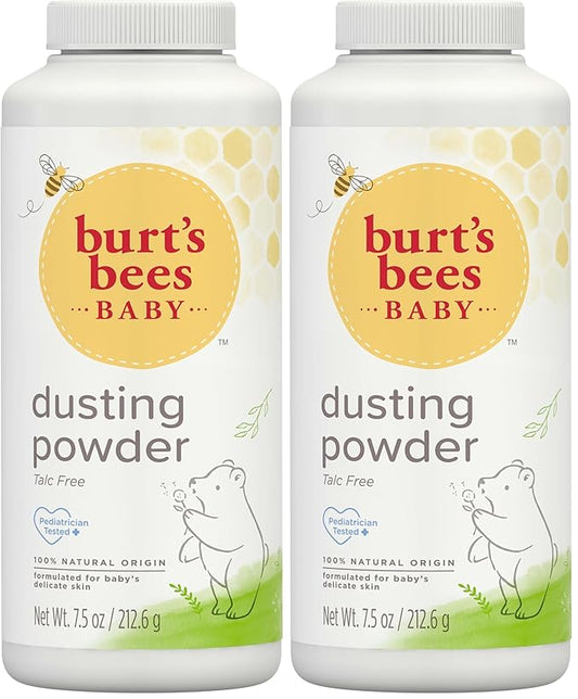 Burt's Bees Baby Dusting Powder, Talc Free and Hypoallergenic for Safe and Gentle Comfort, 100% Natural Origin, Pediatrician Tested, 7.5 Oz (Pack of 2)