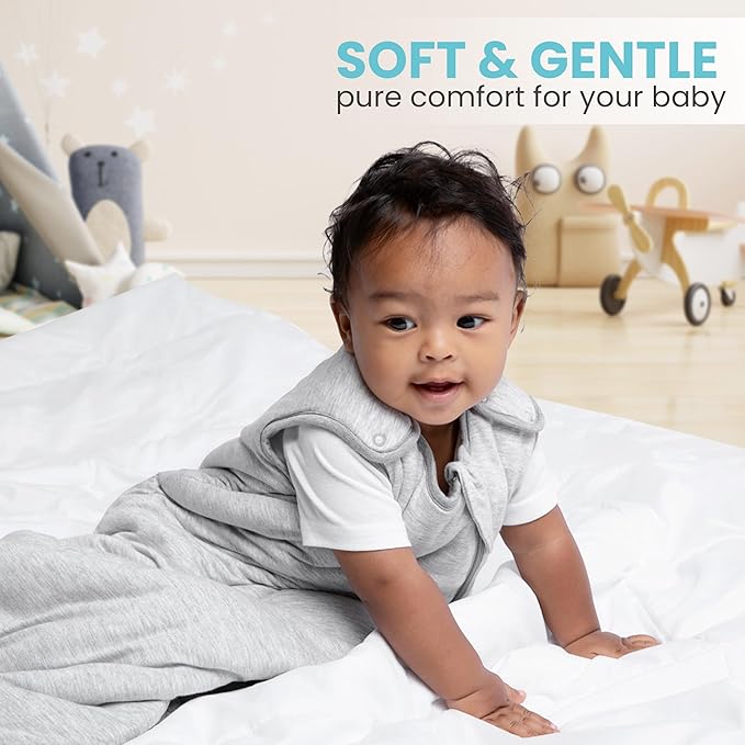 Rayon Made from Bamboo Sleep Sack 1.0 TOG 0-6 Months Unisex Baby Sleeping Bag with 2-Way Zipper Breathable Wearable Blanket Baby