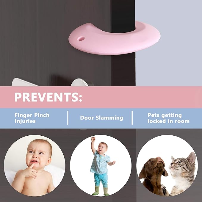 Neobay Door Pinch Guard and Door Slam Stopper, Durable Silicone Door Finger Pinch Guard, Prevents Slamming on Even Heavy Doors, Non-Toxic & Pet Friendly, 4 Packs （2 Pink 2 Blue）