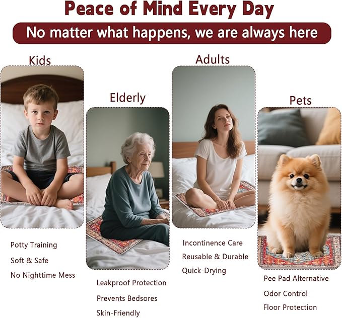 FUMMI 4 Pack Reusable Waterproof Incontinence Bed & Chair Pads, 22” x 21” Extra Heavy Absorbency, Soft Flannel Surface, Machine Washable for Dogs, Adults & Babies (Red, 22“ ×21”)