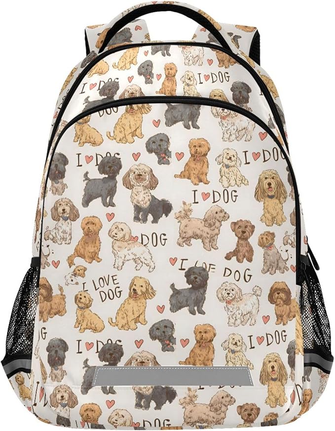 MNSRUU Laptop Backpack with Chest Strap, Dogs Heart School Backpack, Travel Hiking Bag for Boys Girls Teen College Adult, Rucksack Knapsack