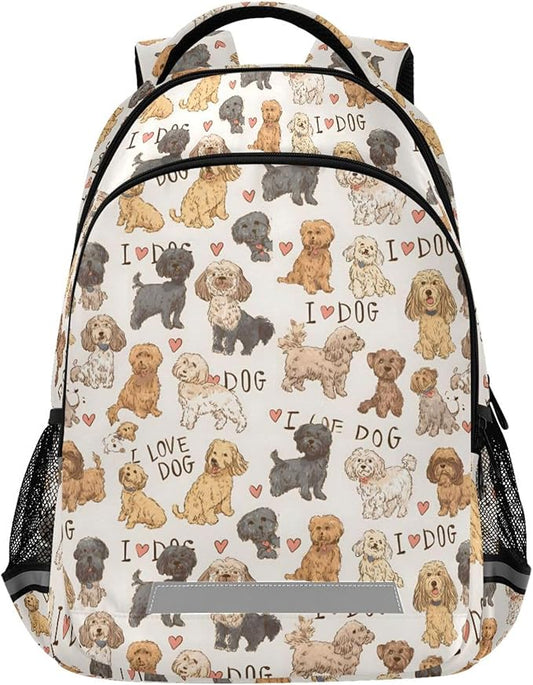 MNSRUU Laptop Backpack with Chest Strap, Dogs Heart School Backpack, Travel Hiking Bag for Boys Girls Teen College Adult, Rucksack Knapsack