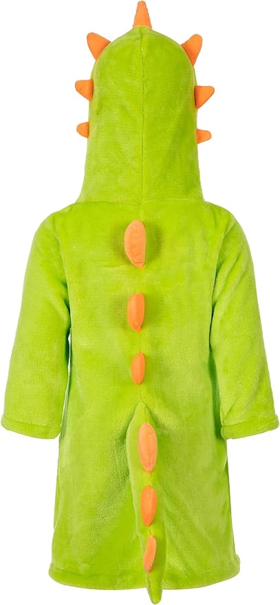 Dinosaur Boys Girls Fleece Hooded Robe Kids Toddler Warm Fuzzy Cartoon Dino Bathrobe