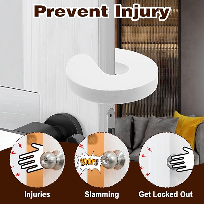6 Pack Door Finger Pinch Guard Anti Door Slam Stopper Cat Toddler Door Stopper Soft Foam Baby Door Stopper Baby Proofing Doors to Keep Door Open Stop Prevent Slamming and Finger Injuries