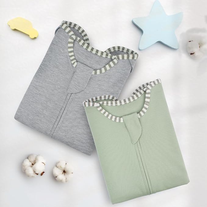 Transition Swaddle 3-6 Months Baby Sleep Sack Arms up Swaddle 2-Way Zipper 100% Cotton Arms in/out, 0.8 Tog Baby Transitional Swaddles Sack for Boy Girl, 2-Pack (Medium 14-20lbs)