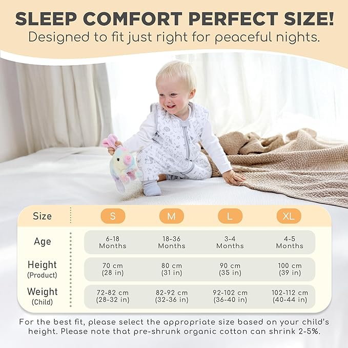 Mama Cheetah Toddler Sleep Sack with Feet 2T, 2.5 TOG Organic Cotton Baby Sleeping Bag with Legs, Winter Baby Wearable Blankets for Early Walker M