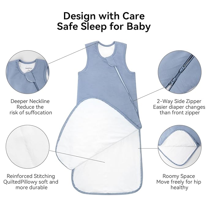 Rayon Made from Bamboo Sleep Sack 0-6 Months 2.5 Tog Winter Warm Ultra Soft Baby Wearable Blanket 0-3 Months Sleepsack 3-6 Months for Infant Newborn Babies Unisex Girl Boy 2-Way Zipper Quilted Thick