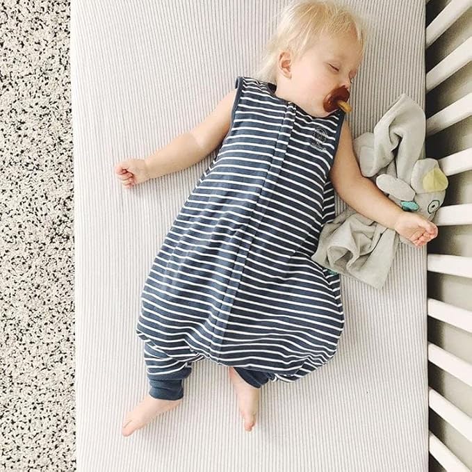 Woolino 4 Season Baby Sleep Bag with feet, Australian Merino Wool and Organic Cotton, 6-18 Months, Navy Blue