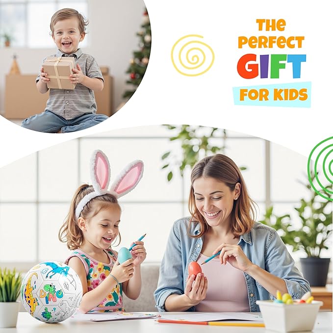 EVERICH TOY Paint Your Own Soccer Ball with Markers, Toddler Arts and Crafts Kits Soccer Gifts for Boys Girls, Size 3 Dinosaur Toys Coloring Custom Soccer Ball Birthday Gifts for Kids 3 4 5 6-8 8-12