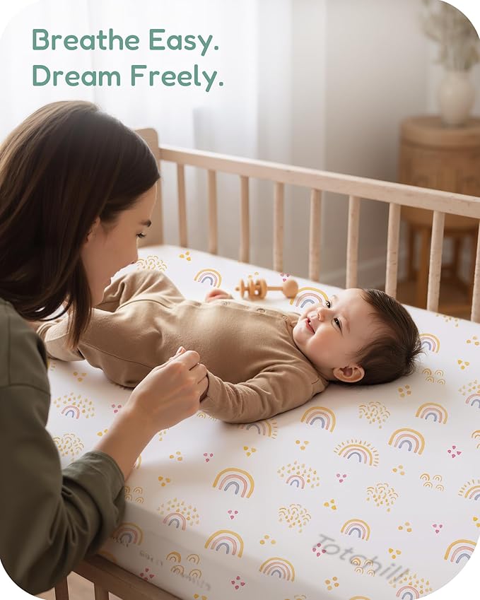 Baby Crib Sheets for Boys Girls, Fitted Crib Sheet 2 Pack for Standard Crib and Toddler Mattress, Super Soft Baby Sheet