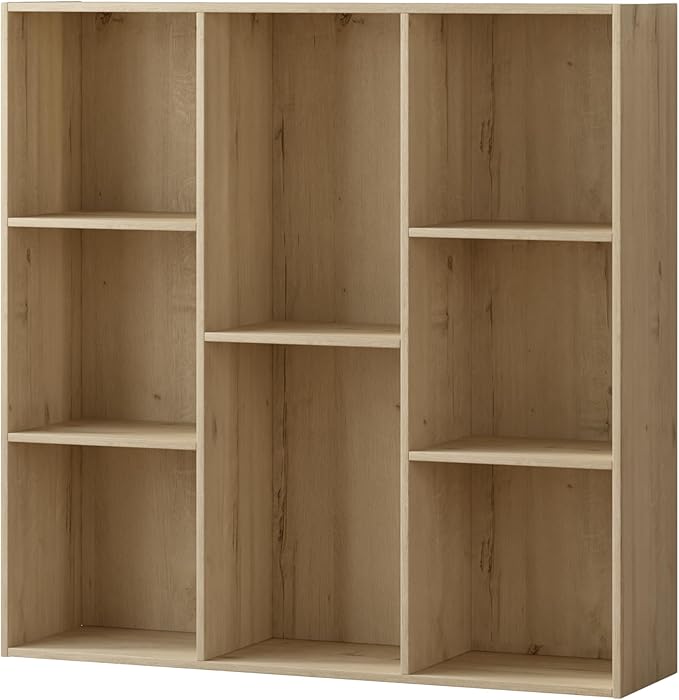 Jpiziso 8 Cube Storage Organizer, Wooden Cube Shelves with Closed Back Panel, Reversible Bookcase, Cubes Closet Organizer for Home, Living Room, Kids Room, Office, Bedroom, Study, Hallway
