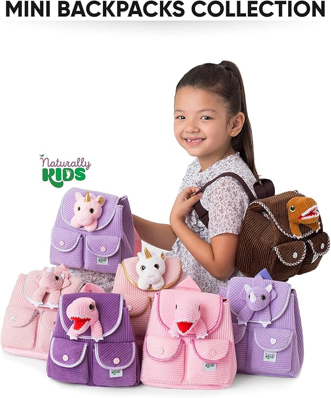 Pink Dinosaur Mini Backpack for Kids, Mini Backpack for Toddler Girls, Gift for 2 3 4 5 Year Old Girl Boy