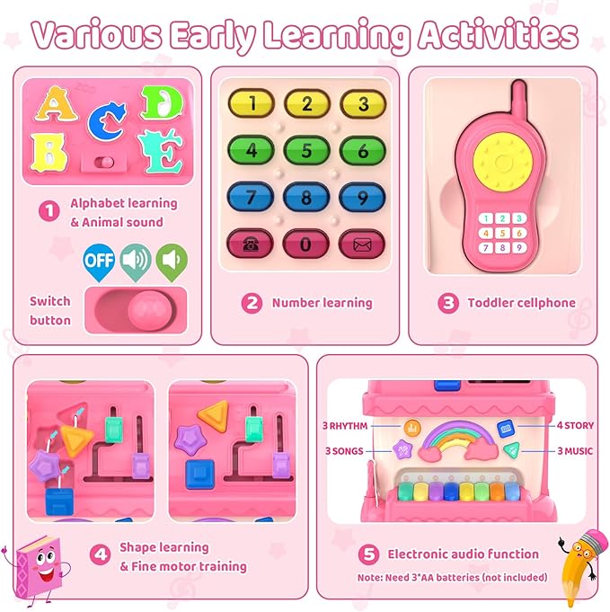 Montessori Toys for 1 Year Old Girl Gifts, 12-in-1 Musical House Toddler Learning Toys for 1-2, 1st First Birthday Gifts for Girls and Boys Baby 6-12 12-18 6-24 Months