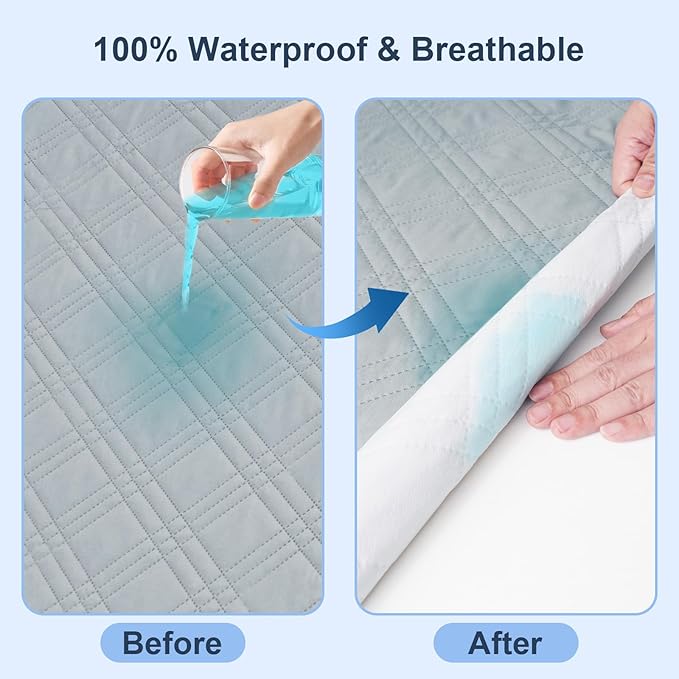 david's kids 2 Pack Waterproof Crib Mattress Protector, Fit Standard Crib and Toddler Mattresses, Ultra Soft and Breathable for Boys Girls Neutral, Grey & Navy Blue Checker