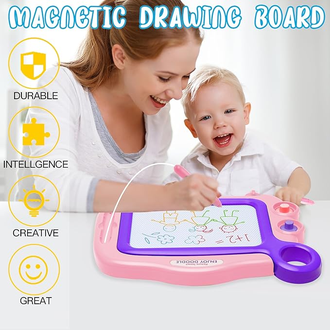 Toddler Toys Age 3-4,Erasable Toys for 3 Year Old Girl Magnetic Drawing Board for Kids with 1 Pen, A Etch Easter Gift for 3 Year Old Travel Toy Sketch Board with 2 Stamps