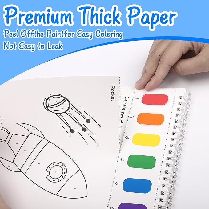 Paint with Water Coloring Books for Toddlers, Watercolor Painting Book and Drawing Art Paper for Kids Ages 3 4 5 6 7 8 Years Old, Outer Space Art Craft for Drawing with Brush