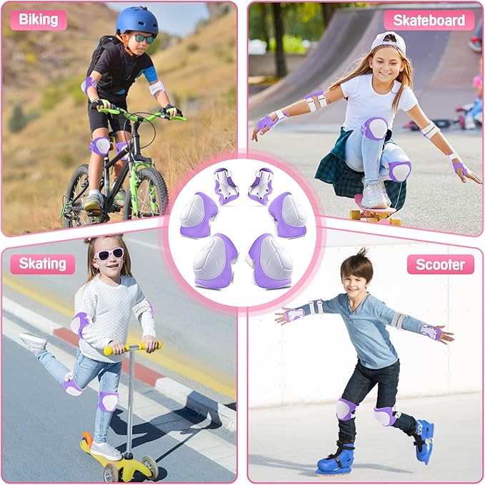 Kids Protective Gear Set Knee Pads for Kids 3-14 Years Toddler Knee and Elbow Pads with Wrist Guards 3 in 1 for Skating Cycling Bike Rollerblading Scooter