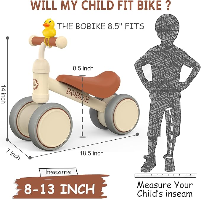Baby Balance Bike Toys for 12-36 Months Kids Toy Boy Girls Gifts Toddler Best First Birthday Gift Children Walker No Pedal Infant 4 Wheels Bicycle (White)