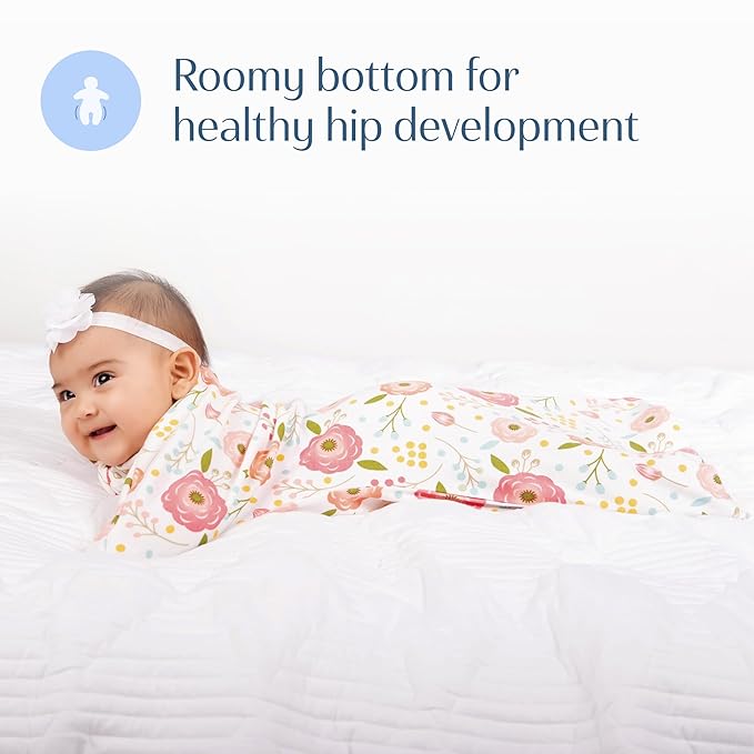 SleepingBaby Zipadee-Zip Transition Swaddle - Cozy Baby Swaddle Blanket with Zipper Convenience - Roomy Wearable Blanket for Easy Diaper Changes - Pink Poppy, Small (4-8 Month) - 2 Pack