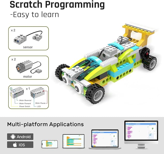 makerzoid Coding Robot Kit for Kids Ages 6+, 200+ in 1 APP Control Dinosaur Robot Toy, Educational Scratch Program Robotic Kit with 47 Video Courses, Toy for Boys Girls(600 Blocks)