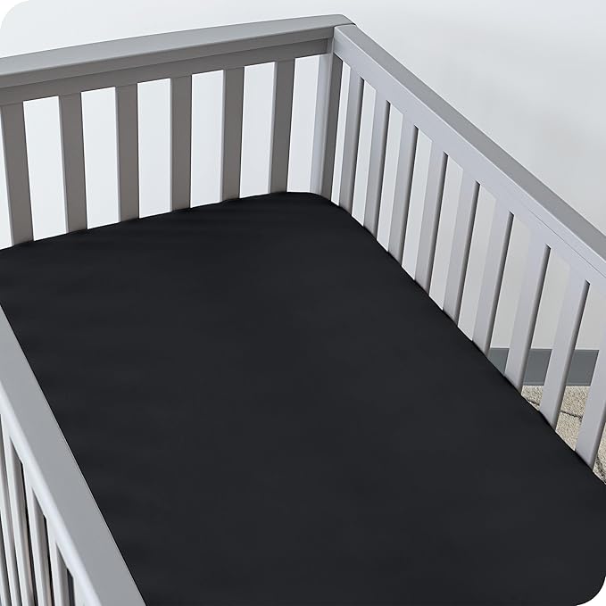 Bare Home 2-Pack Fitted Crib Sheets - Premium 1800 Ultra-Soft Microfiber - Breathable - Baby Sheet - for Boys & Girls - Fits Standard Crib and Toddler Mattresses (Black/White)
