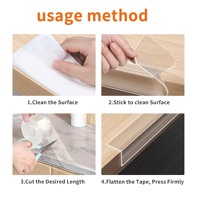 2Pack Baby Proofing Edge Protector for Baby,2in x 9.84Ft,Clear Edge Protector Strip Sharp Edge Wrap Cover Tape,Corner Bumpers for Furniture,Crib Rail Covers for Teething