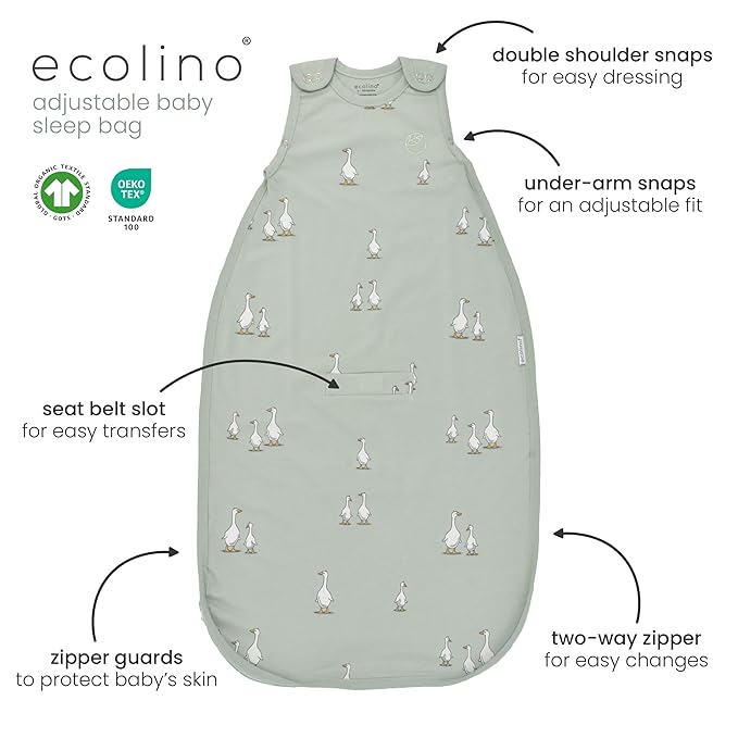 Ecolino Organic Cotton Baby Sleep Sack - 2-Way Zipper Baby Wearable Blanket - Toddler Sleeping Bag Sack - 2-4 Years - Cherry