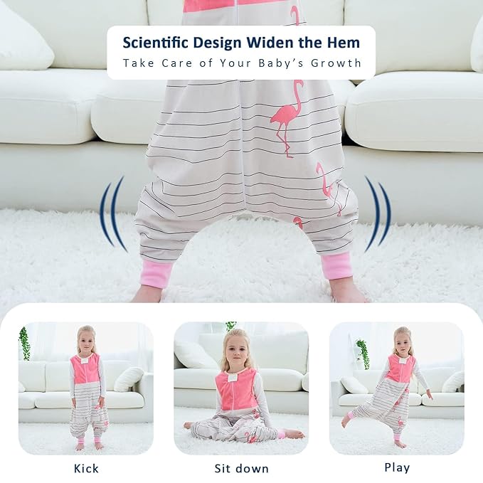 MICHLEY Toddler Sleeping Sack with Feet Newborn Infant Sleeveless Sleeping Bag 2-way Zipper Baby Wearable Blanket for Walkers,Pink Bird,3-5T