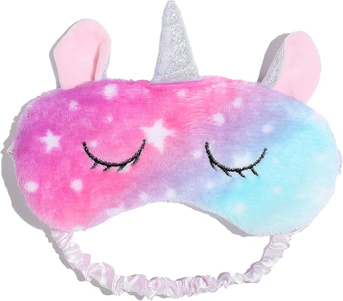 Soft Unicorn Hooded Robe with Matching Slippers Headband and Blindfold for Girls