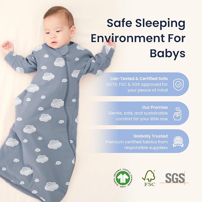 Unisex Sleeping Bag for Babies and Toddlers 1.0 Tog Sleep Sack 18-36 Months, Newborn Sleep Sack, Wearable Blanket Baby, One Piece Long Sleeves, Gifts for Baby