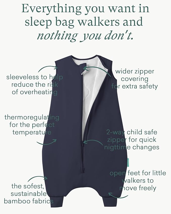 PurComfy Supersoft Toddler Sleep Sack with Feet 1.0 TOG Premium Bamboo Viscose Sleep Bag Walker with Legs 12-18-24-2t-4t-5t