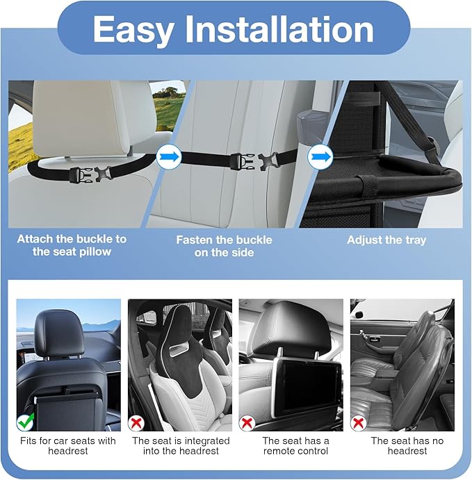 Oneyus Car Backseat Organizer with Table Tray(2-Pack) 9 Storage Pockets Backseat Car Organizer and storage with Tablet Holder, Kick Mats Back Seat Cover for Kids family Road Trip Essentials Travel