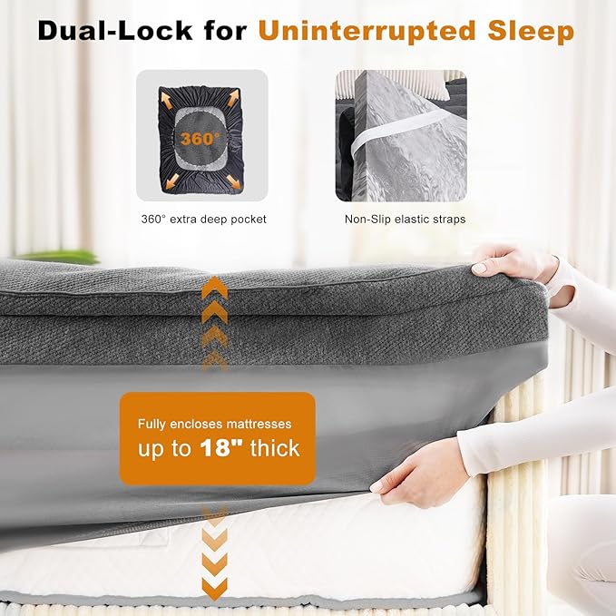 Dual Layer 4 Inch Bamboo Memory Foam Mattress Topper Twin XL Size, 2 Inch Thick Soft Quilted Pillow Top Cover Plus 2 Inch Charcoal Gel Memory Foam Mattress Pad for Back Pain Relief