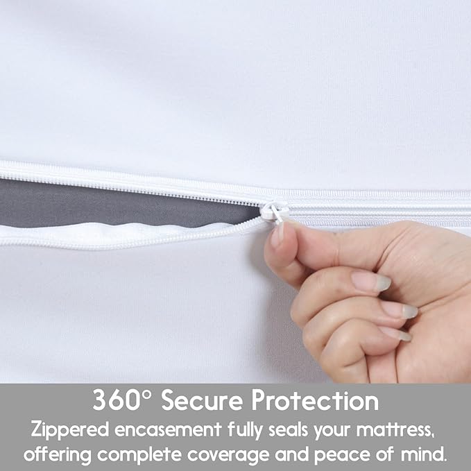 Zippered Mattress Encasement - Mattress Protector Zippered - 6-Sided Waterproof Mattress Cover with Zipper for Complete Protection - Soft, Noiseless, Machine Washable (White, Twin (Pack of 12))