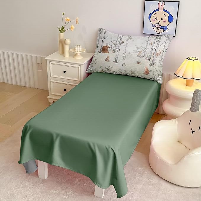 4 Pieces Woodland Animal Toddler Bedding Set for Boys Girls, Forest Animals Comforter Set Bed in a Bag,Toddler Bed Set Includes Comforter, Flat Sheet, Fitted Sheet and Pillowcase
