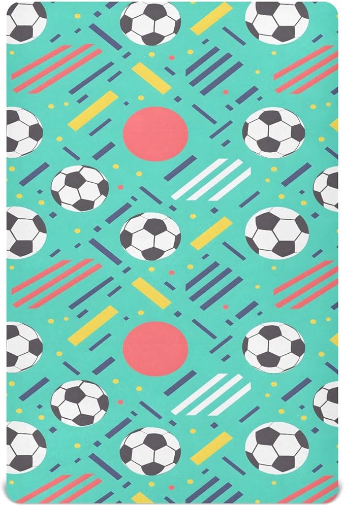 Baby Crib Sheets Fitted Crib Sheet Standard Crib and Toddler Mattress for Boys Girls 39 * 27in Pink Starfish Shell Pattern (Soccer Balls Geometric Shapes, Small)